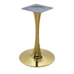 Mesa TULIP, base de 70 cms y tapa de 60 cms de diámetro. Color a elegir, Tableros de 60 cms: WERZALIT SM - FINDUS GRAU 296, Base TULIP altura 70 cms: Dorada