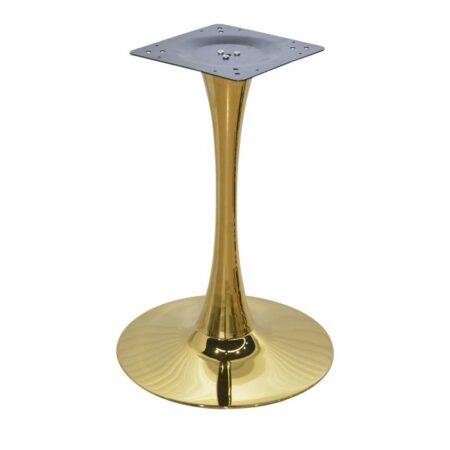 Mesa TULIP, base de 70 cms y tapa de 60 cms de diámetro. Color a elegir, Tableros de 60 cms: WERZALIT SM - HAYA 19, Base TULIP altura 70 cms: Dorada