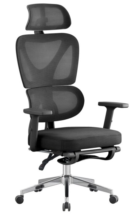 Sillón de oficina DURBUY, alto, ergonómico, negro, malla negra
