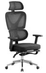 Sillón de oficina DURBUY, alto, ergonómico, negro, malla negra