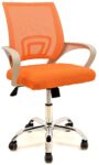 Sillón de oficina FISS NEW, blanco, regulación de altura, basculante, malla y tejido naranja