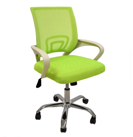 Sillón de oficina FISS NEW (M), blanco, basculante, malla y tejido verde