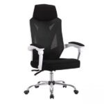 Sillón de oficina GRAZ, blanco, alto, sincro, malla y tejido negro