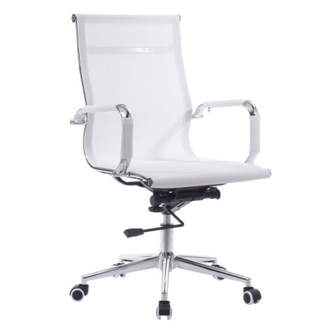 Sillón de oficina IGOR, giratorio, regulación de altura, basculante profundo, malla blanca
