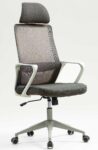 Sillón de oficina MARIO, alto, gris, malla y asiento gris