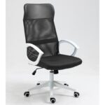 Sillón de oficina VERTON, blanco, malla y asiento negro