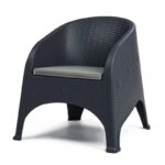 Sillón SURF, apilable, polipropileno antracita, cojín gris