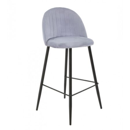 Taburete ORUSA, metal negro, tapizado velvet gris